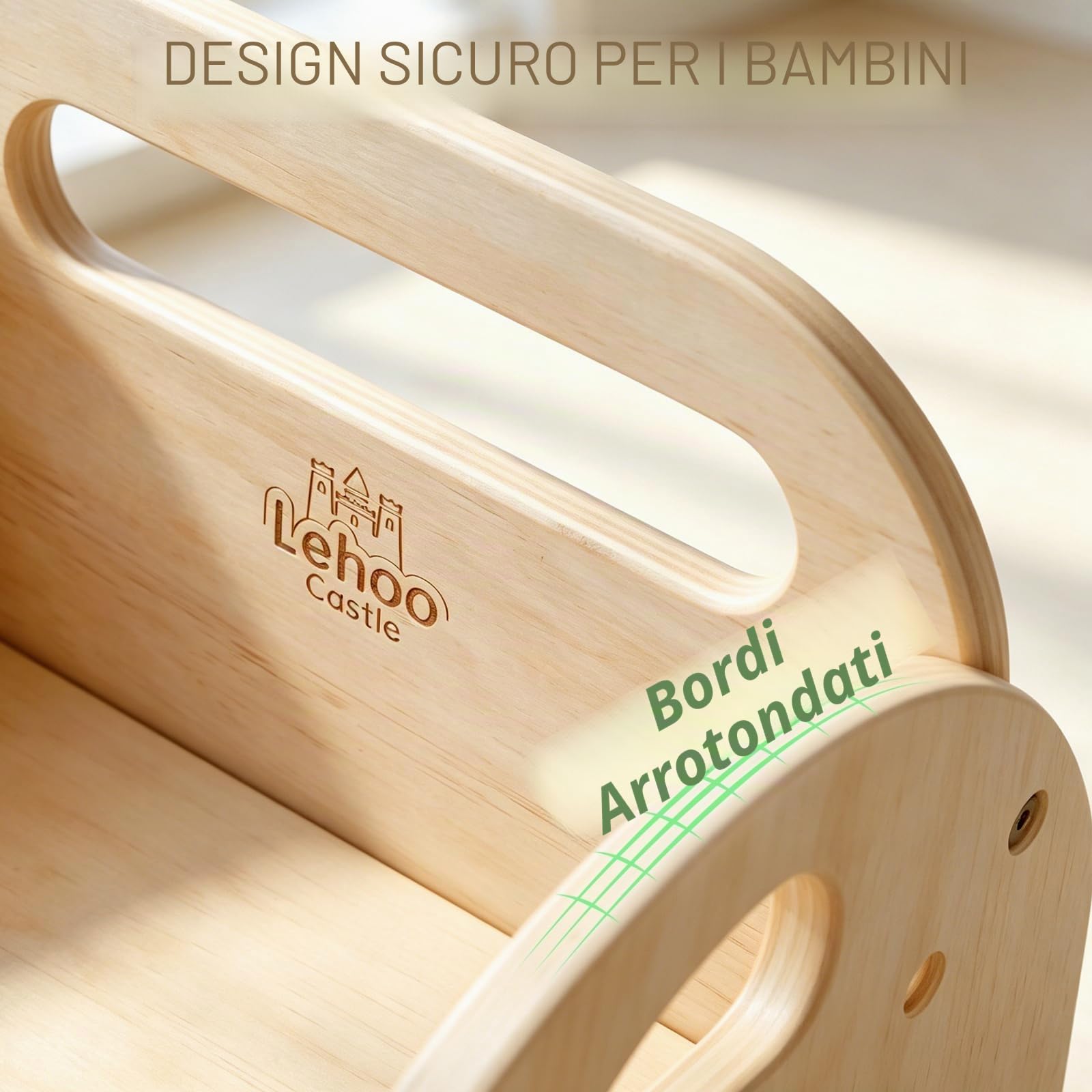 Lehoo Castle Set tavolo e sedia per lo svezzamento Montessori per bambini da 1 a 3 anni | Altezza regolabile, mobili in legno per attività del bambino, auto-alimentazione, disegno, apprendimento e gioco