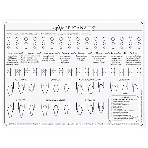 Miniatura 2 de Americanails - Alfombrilla acrílica para entrenamiento de uñas, español, plantilla en silicona para principiantes, Aprender Aplicar Uñas Acrílicas,
