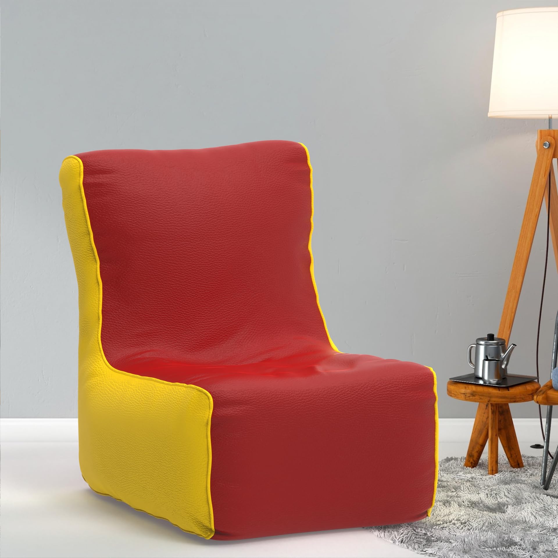 Bean Bag Chair Cover | Size: 4XL | Color: Red Yellow | Without Beans | Premium Leatherette Cover (CMF 1488)-image-45