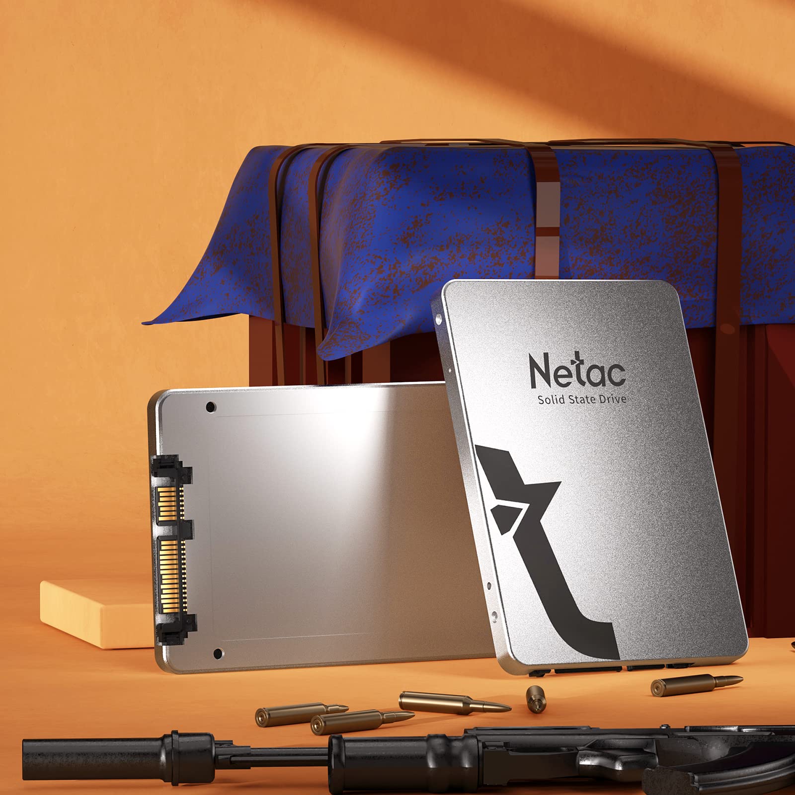 Netac Disco rigido SSD 1 TB, SSD SATAIII da 2,5 '', SSD interno per laptop, velocità di aggiornamento del gioco, grigio argento