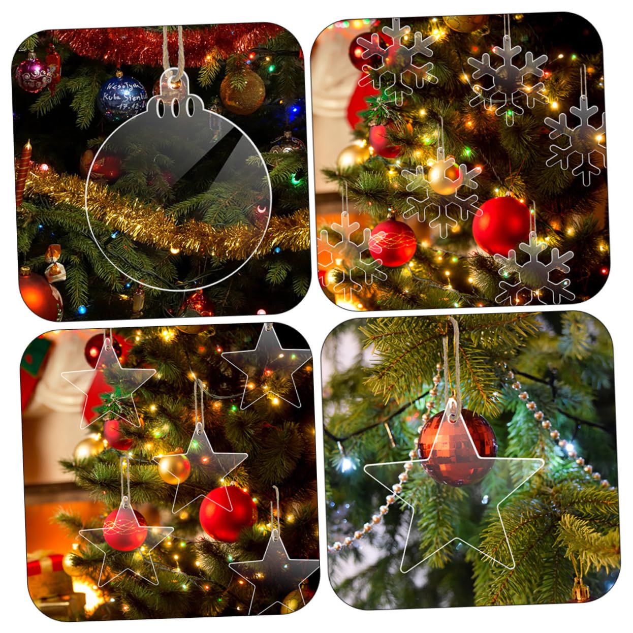 Ciieeo 60 STK Acryl-Schneeflocke Christbaumschmuck Christbaum anhänger Leere weihnachtsverzierungen Weihnachtsbaumschmuck Layout-Zubehör für Weihnachtsszenen Weihnachtsbaum-Anhänger