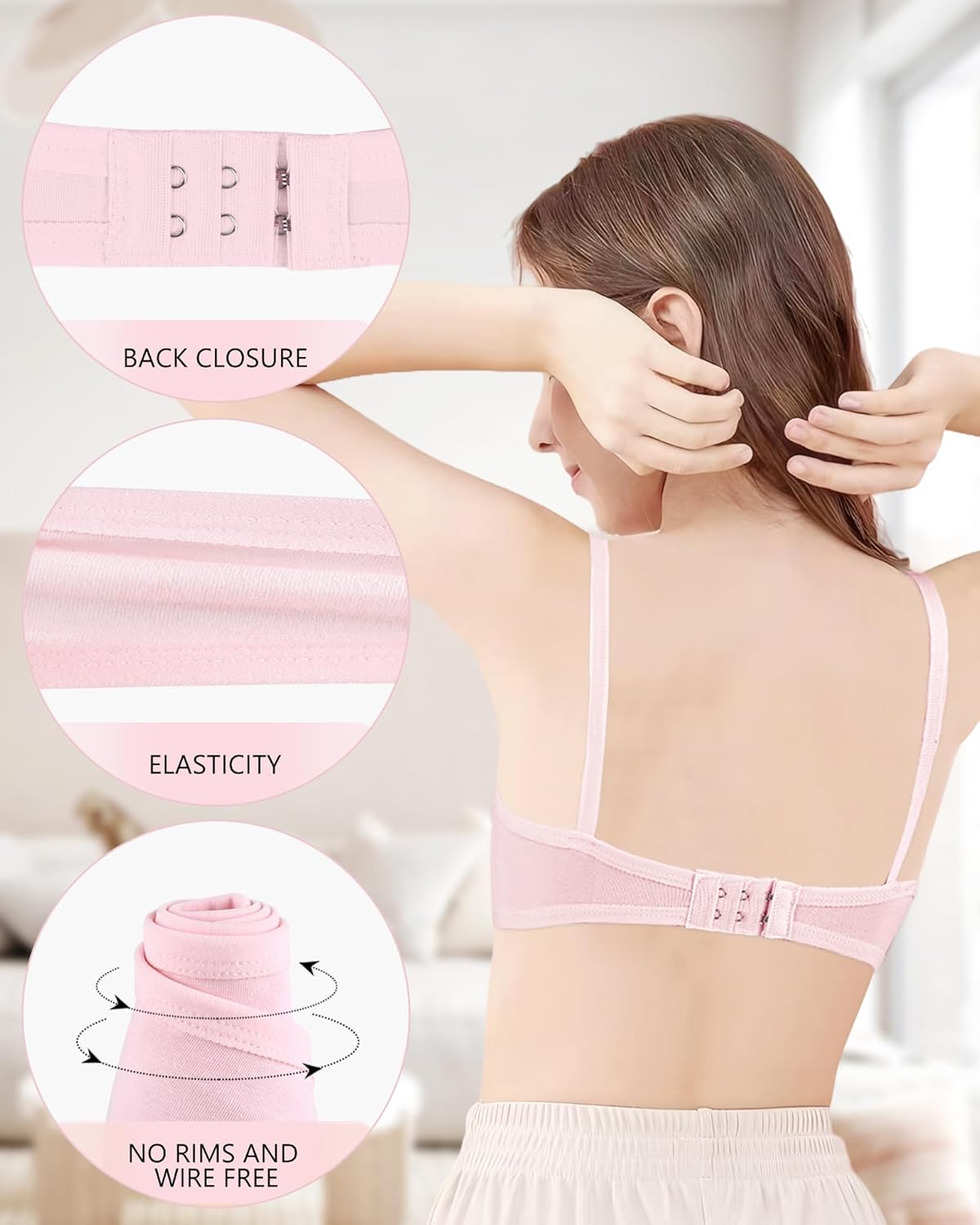 Girls Training Bra Teen Bras Everyday Big Kids Padded Bra 8-10 10-12 12-14 14-16 - Image 4