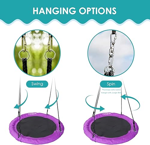 Miniatura 4 de Columpio de platillo  Asiento de columpio de árbol de 40 pulgadas con tela Oxford impermeable 900D para niños y adultos  Capacidad de peso de 700