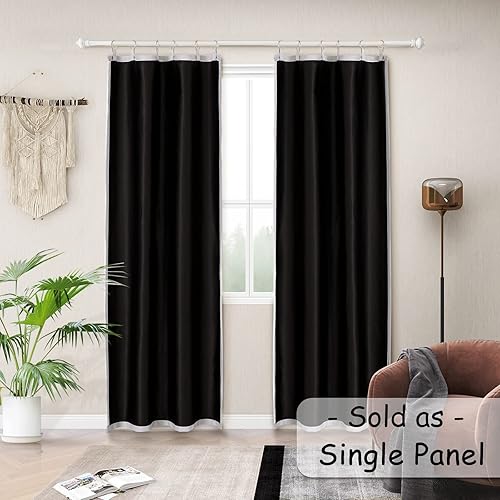 Miniatura 31 de Melodieux Forro de cortina 100% opaco con aislamiento térmico para cortinas de 84 pulgadas de largo, blanco hueso/negro, 50 x 80 pulgadas, 1 panel