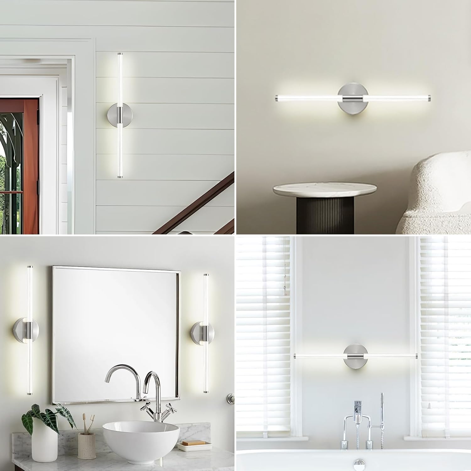 Lanhall LED Bathroom Light Fixture Modern Brushed Nickel Vanity Light Over Mirror Acrylic Wall Sconce Lights for Living Room, Bedroom, Bedside Brightness Dimmable 360° Full Lighting
