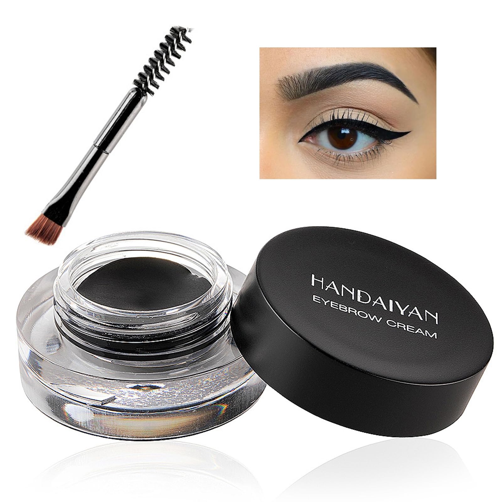 Waterproof Brow Pomade, Black Eyebrow Cream with Eyebrow Brush, Eyebrow Gel Long Lasting Wear, Brow Pencil High Pigment, Smudgeproof, Sweatproof and Quickly Dry, Eyebrow Makeup for Women