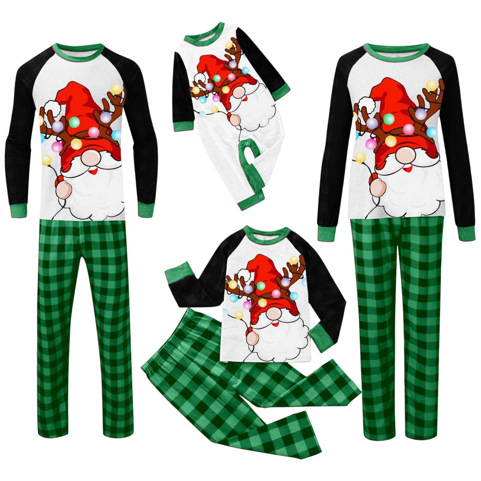 Pyjama Noël Famille Grande Taille Ensembles de Pyjama Noël Chaud Costume Famille Pyjamas Impirmé de Couple Ensemble Femme Homme Printemps Automne Hiver Deguisement Mere Noel