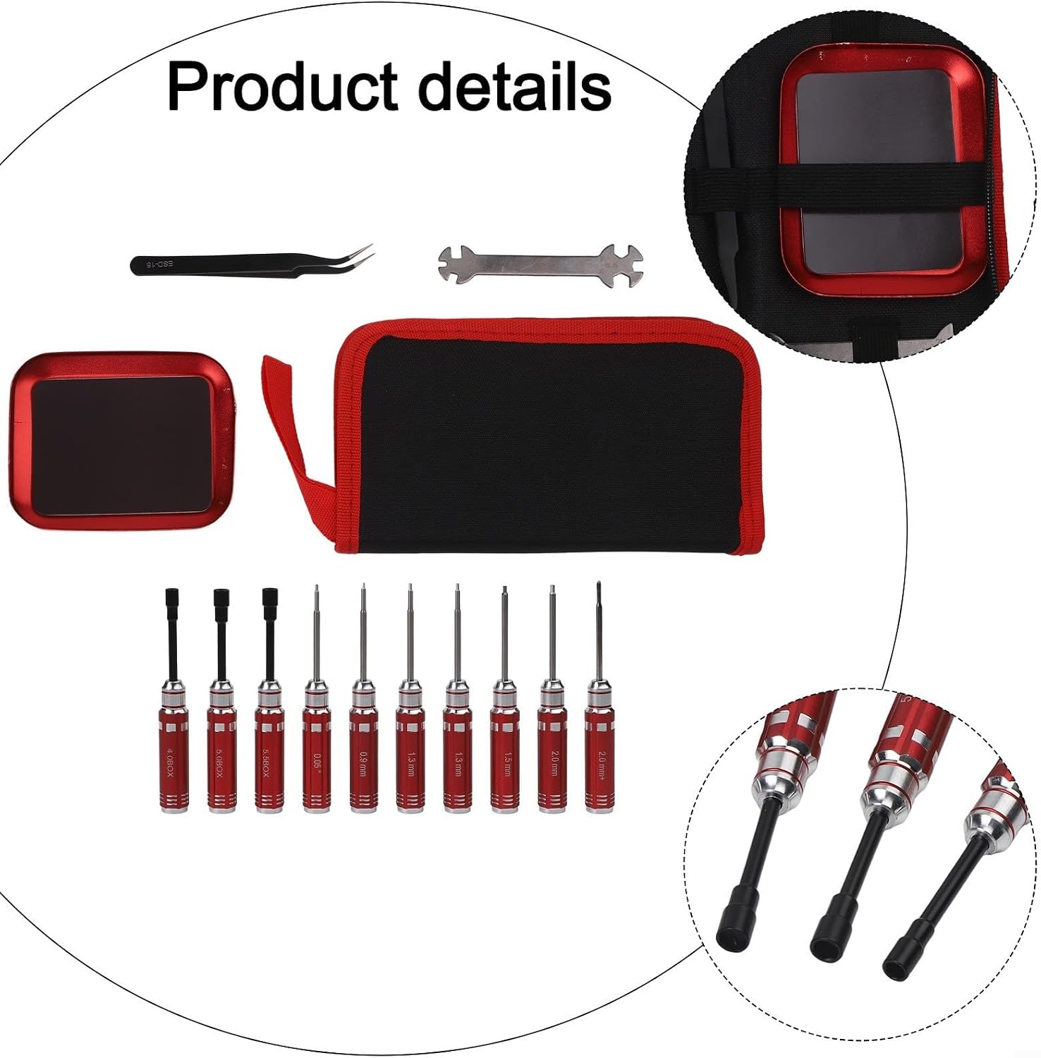 12 Piece Remote Car Tool Set with Organized Case Perfect for Hobbyists Needing a Variety of Screwdrivers