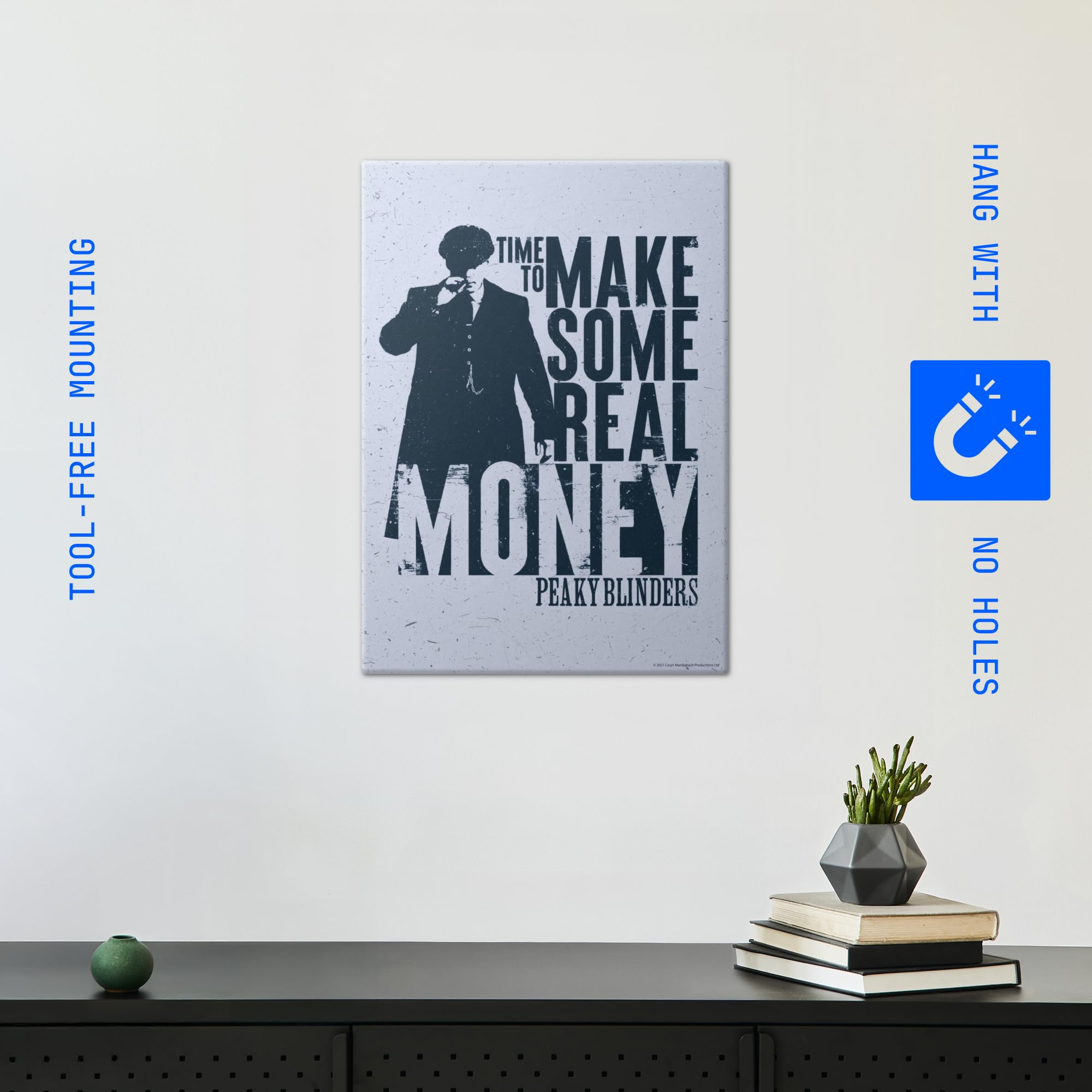 Displate Metall poster Peaky Blinders Time To Make Some Money Größe M | Moderne Bilder Wohnzimmer, Wandbilder für Schlafzimmer. Wanddeko & Geschenk. Wandkunst mit Magnet-Befestigung, ohne Bohren.