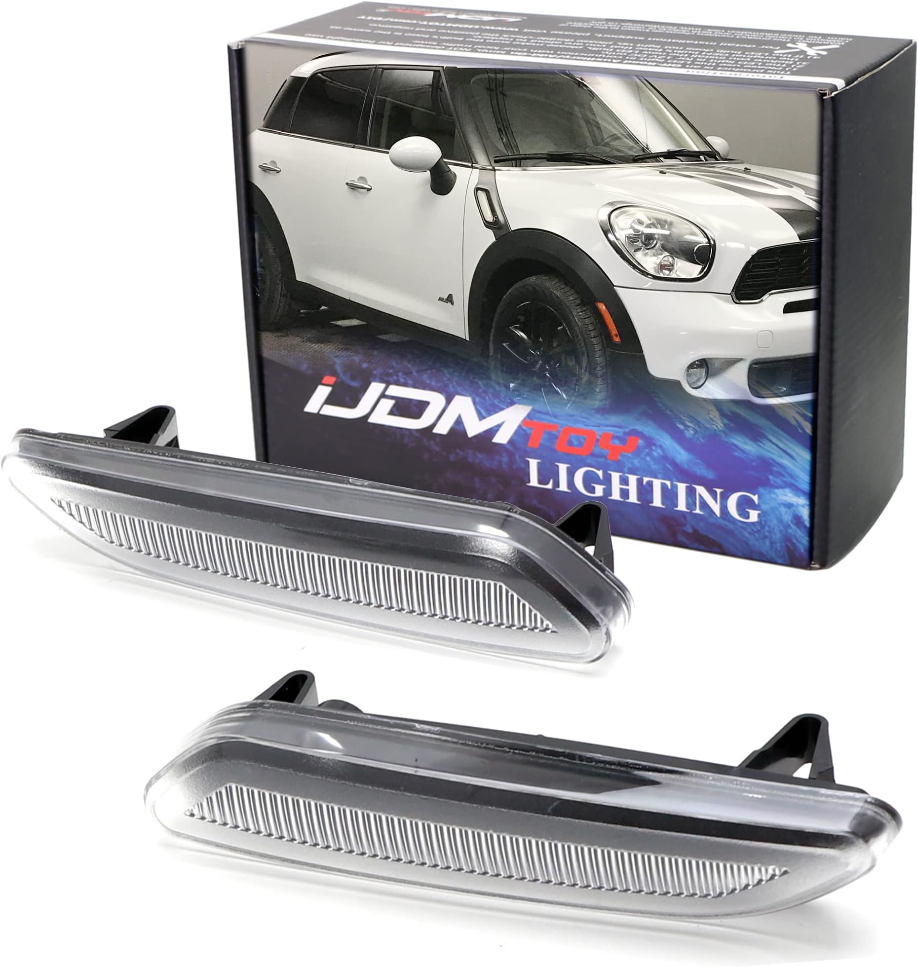 Euro White/Clear Lens Front Fender Side Marker Blinker Light Housing Replacements Compatible With 2011-16 MINI Cooper R60 Countryman, 2013-16 R61 Paceman