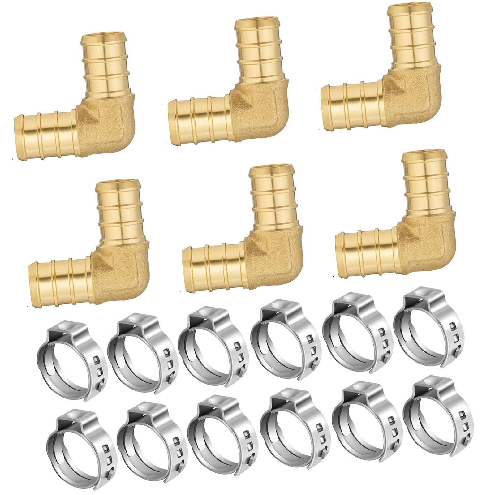 Hdoytxxm 6 Elbow 12 Clamps Impermeable Bronze Rustless Clamps Piping Couplings For Home Industrial Use Pipe Couplings Set
