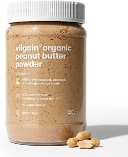 Vilgain Organic Peanut Butter Powder, Made from Roasted Peanuts, 6g Protein, 70% Less Fat, No Added Sugar, Just 1 Ingredient, 16 Servings, 7.05 oz