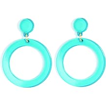 ZENZII Acrylic Resin Colorful Mod Drop and Dangle Earrings Hoop for Women