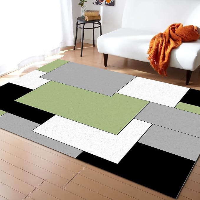 Green Black Geometric Area Rugs