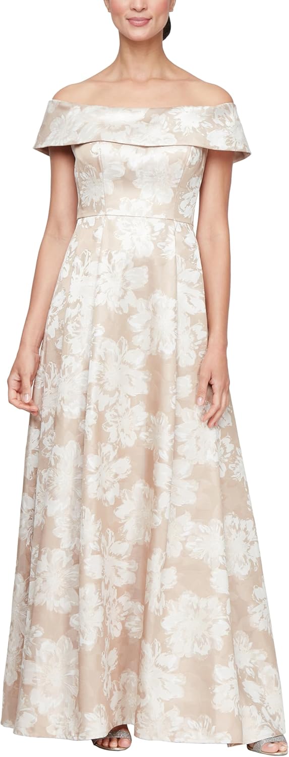 Alex Evenings Women's Formal Long Ballgown Mother of The Bride Dress with Pockets