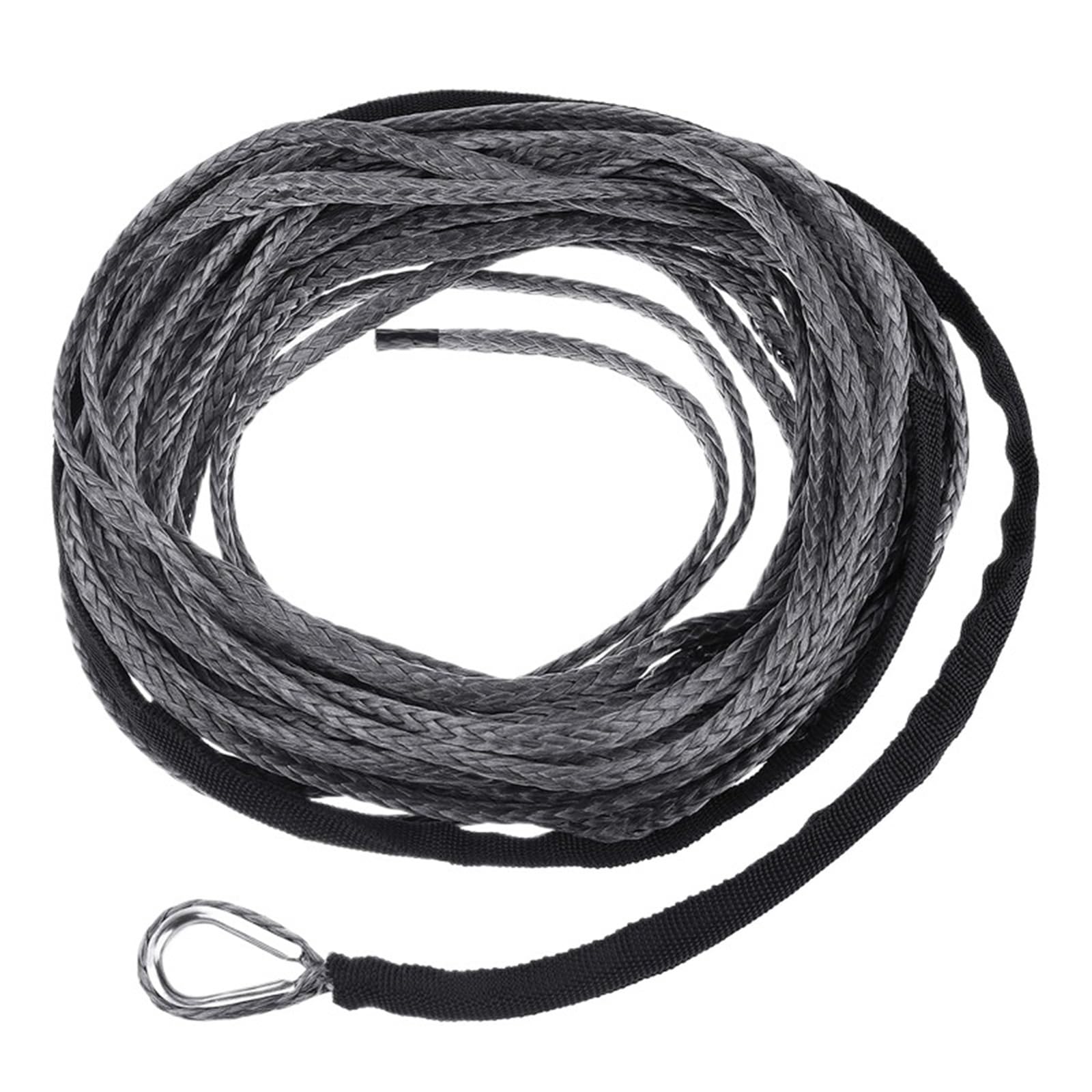 Sangle Remorquage Câble de treuil remorquage 15 m, 6 mm/7 mm, Fibre synthétique, 5800 lb/7700 lb/9300 LB, for Jeep(7mmx15m Grey)