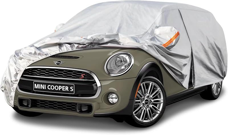 Kayme Bâche Voiture Étanche Respirante Compatible avec Mini Cooper 5 Portes (2014-2025), 6 Couches Housse de Protection Voiture Extérieur, Contre Pluie Soleil Poussière avec Zip et Doublure en Coton.