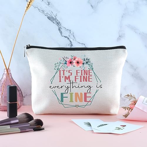 Miniatura 3 de Inspirational Gifts for Women It's Fine I'm Fine Everything is Fine Travel Zipper Makeup Bag Humor Unique Gifts for Sister Bestie Daughter Mom Aunt