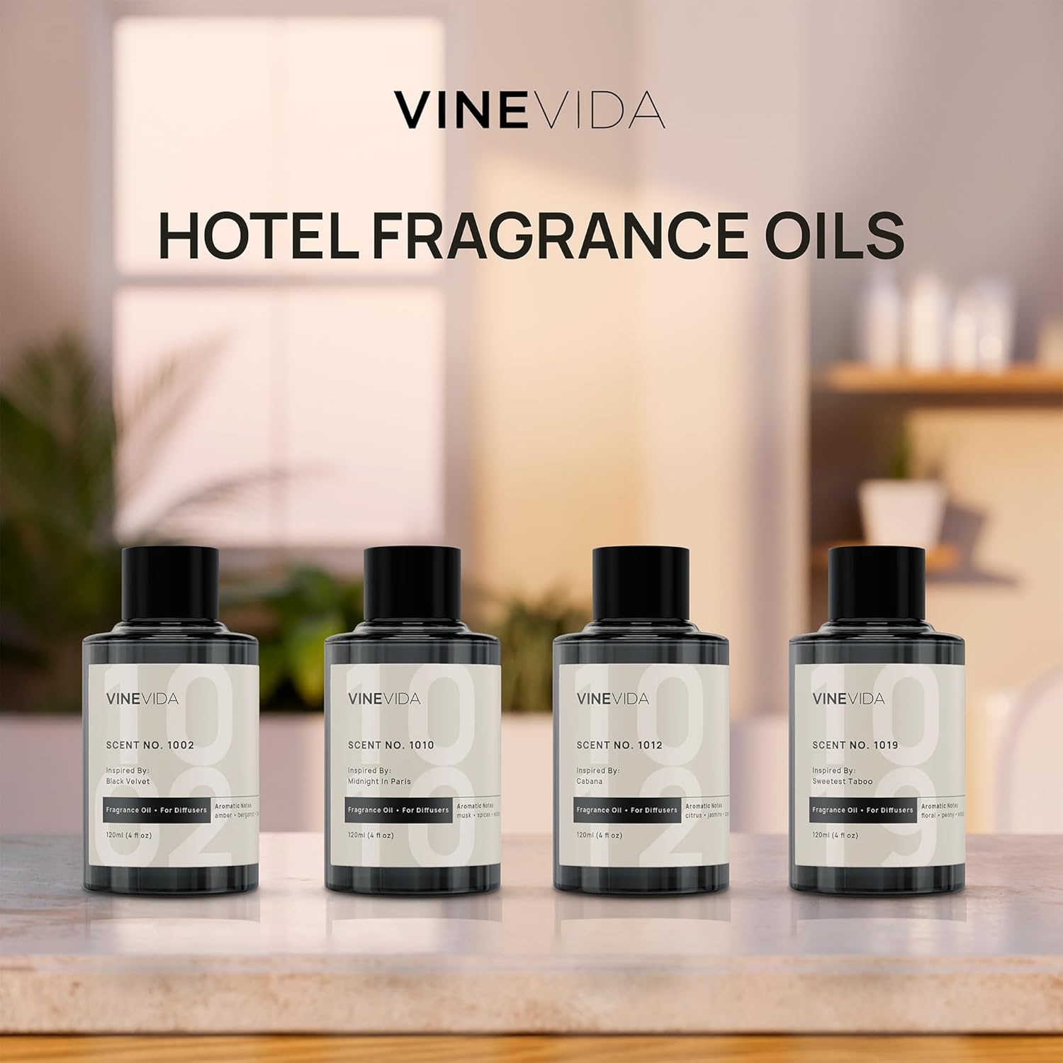VINEVIDA (4-pk) Hotel Fragrance Collection. Cold Air Diffusers - Scents No.1002, No.1019, No.1012, No.1010 - Image 6