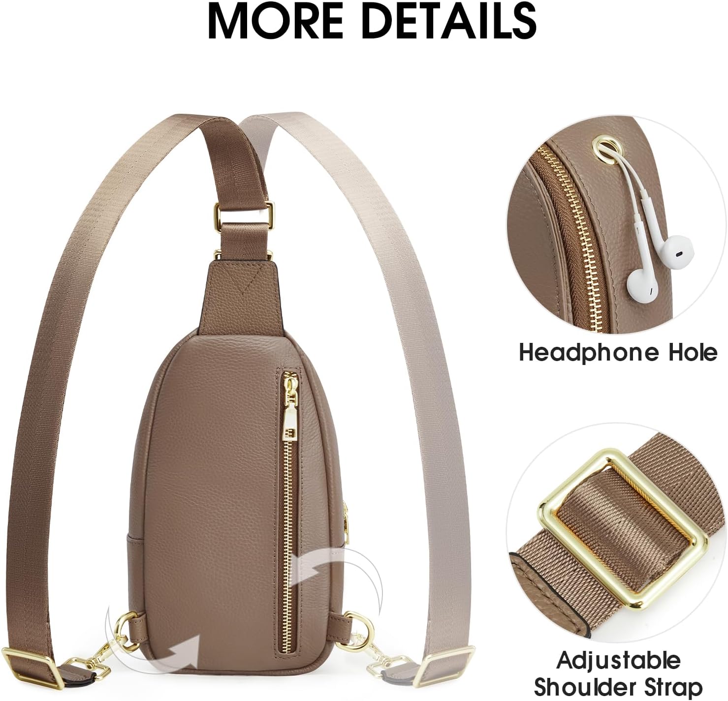 Kattee Leather Sling Bag for Women, Womens Leather Fanny Crossbody Purse for Travel,Small Sling Bag with RFID Blocking | Small, with RFID Blocking - Image 6