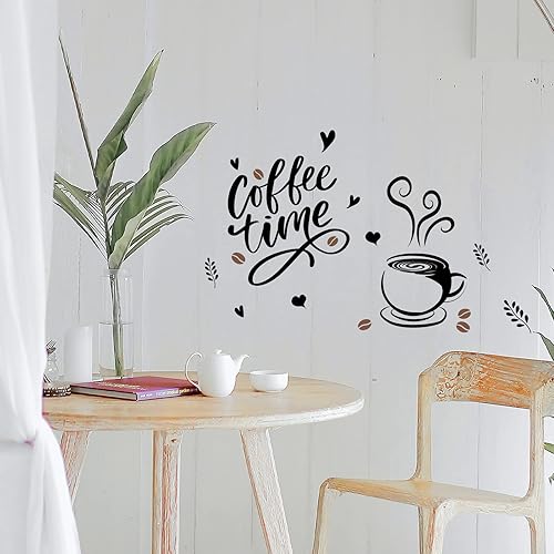 Miniatura 5 de OLYCRAFT Calcomanías de pared de PVC para taza de café, calcomanías artísticas, calcomanías para el hogar, murales para dormitorio, sala de estar,