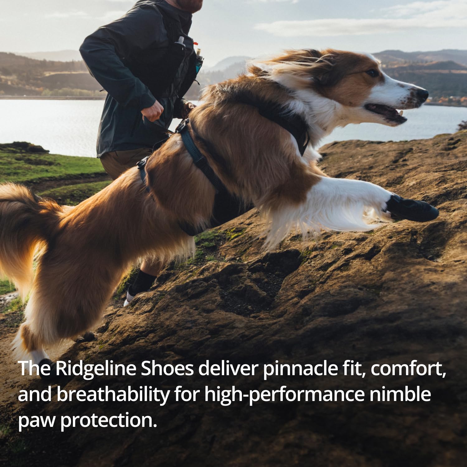 RUFFWEAR Ridgeline Hundeschuhe, robuste Hundeschuhe für Haustiere, auf heißen oder kalten Oberflächen, Lauf-, Kletter- und Wanderausrüstung, Obsidian-Schwarz, Größe 5,7 cm, 2 Stück
