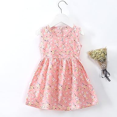 Toddler Girls Floral Print Sundress - 2-8 Years Sleeveless Beach Dress With Lace-up Straps