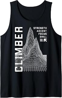Rock Climbing Climber Mountain Peak Computer Wireframe Tank Top