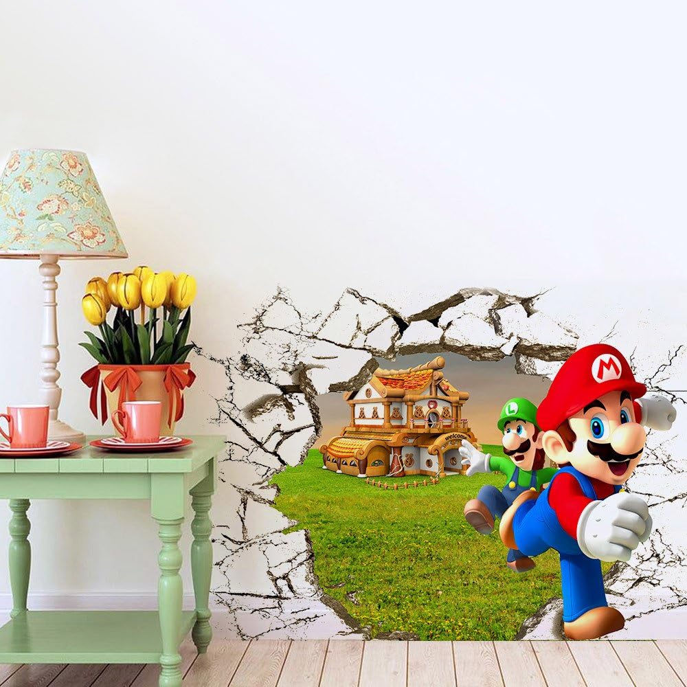 State kind of paper 3D HD Mario Brothers kids room bedroom living room sofa wall background , 50cmx70cm