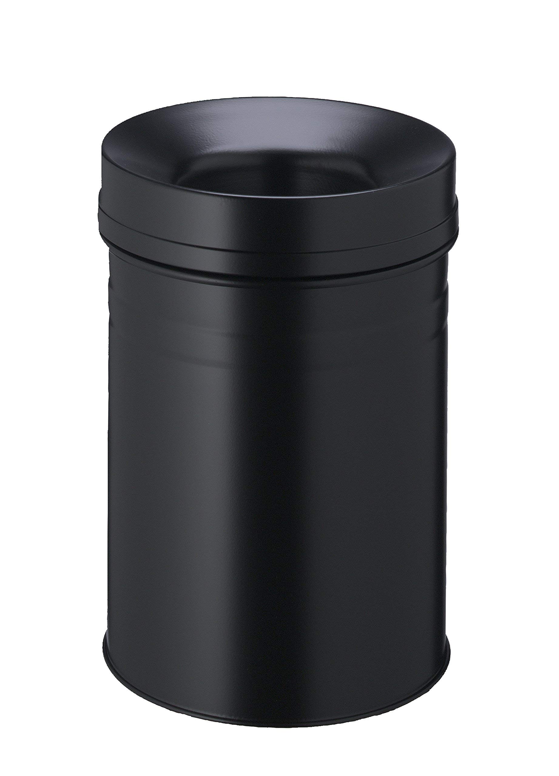 Durable 15 Litre Waste Basket with Extinguishing Lid - Black