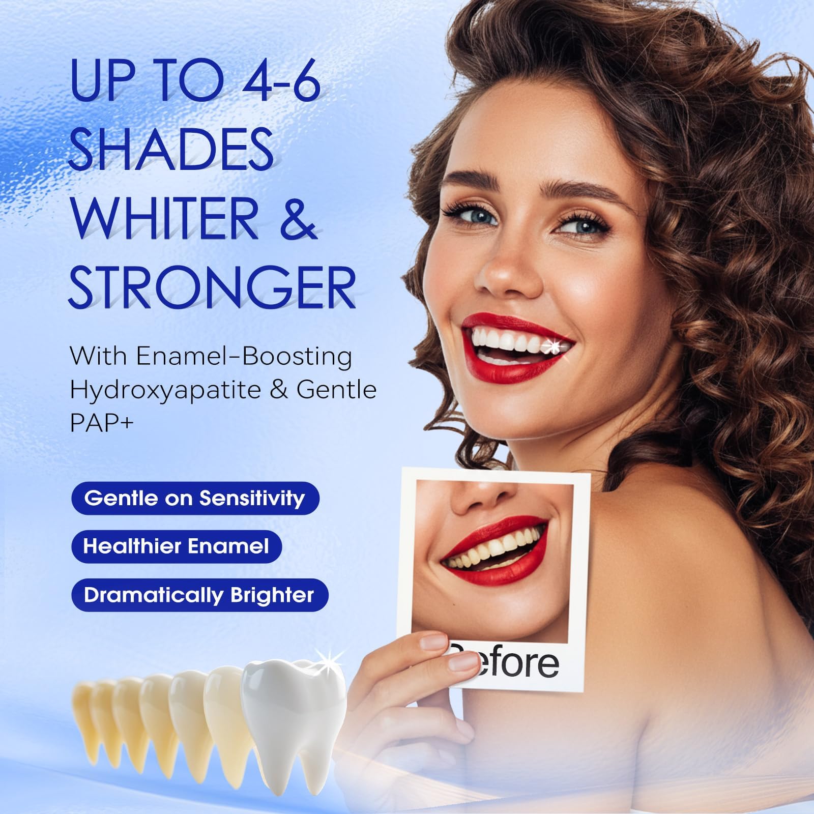 Kit de blanqueamiento dental con Pap+ | Bolígrafo de gel blanqueador de dientes de 10 ml y bandeja de blanqueamiento de silicona para todos los dientes, sin sensibilidad, sin peróxido y kit de