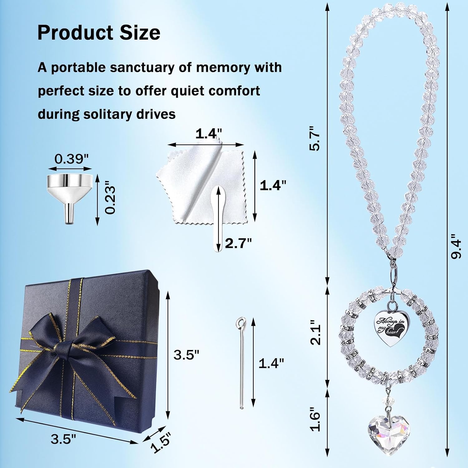 Crystal Suncatcher Mini Urn for Car Rear View Mirror Hanging Ashes Holder