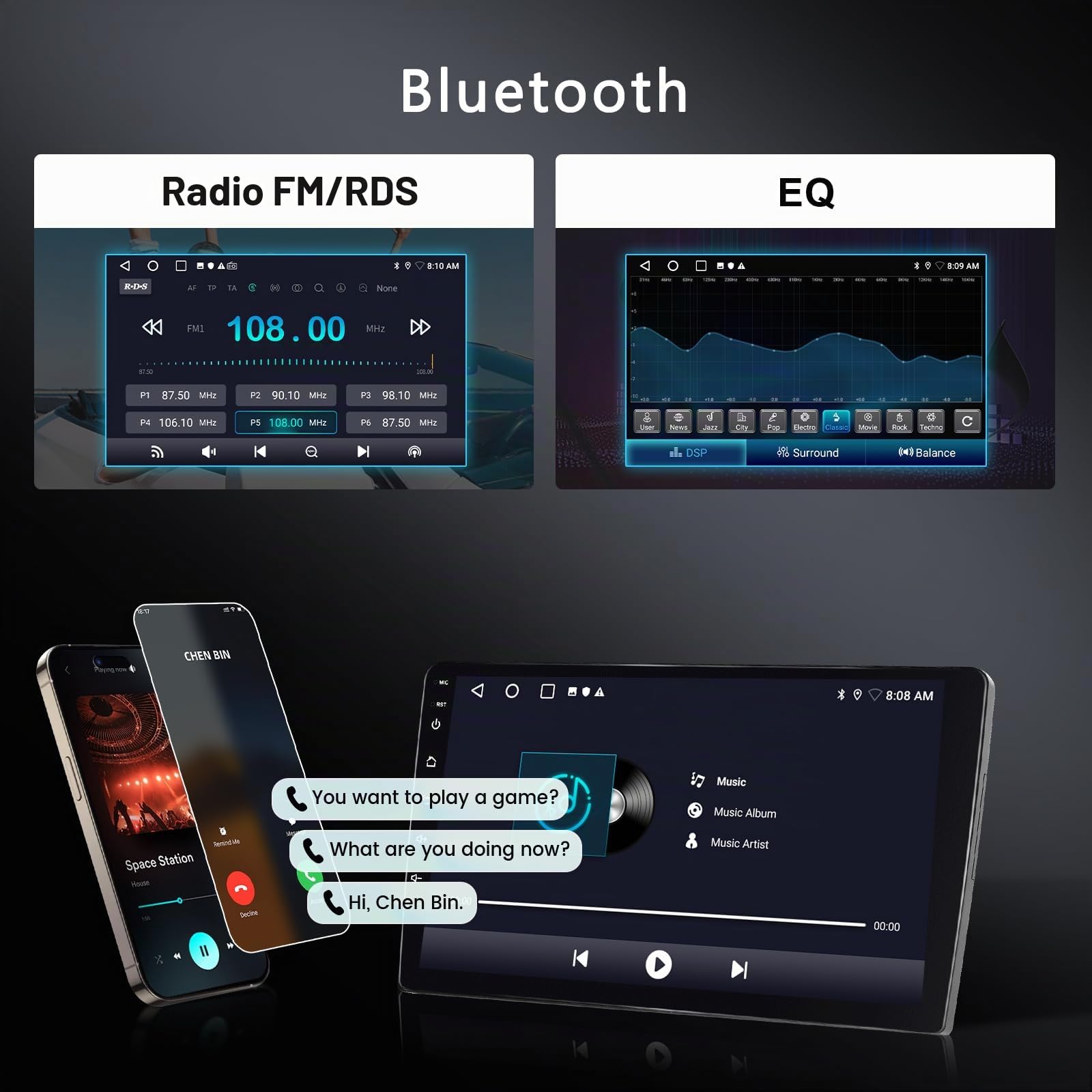2GB 64GB Android Autoradio per Renault Clio 3th 2005-2014 Radio Wireless Carplay Android Auto, Hodozzy Stereo 9 Pollici Touch Screen GPS, WiFi, Bluetooth FM/RDS, SWC, Canbus 2 Din Radio per Renault