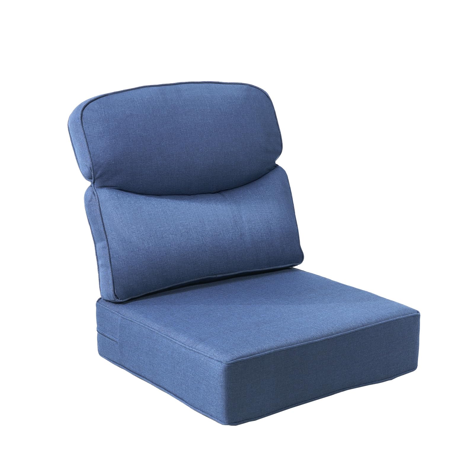 Luxury 6-Inch Patio Chair Cushions - 24"* 24" Patio Furniture Cushions with Dual Layer Back Support &amp; Removable Cover, 28D High Density Sponge Patio Cushion for Outdoor Furniture Couch Blue