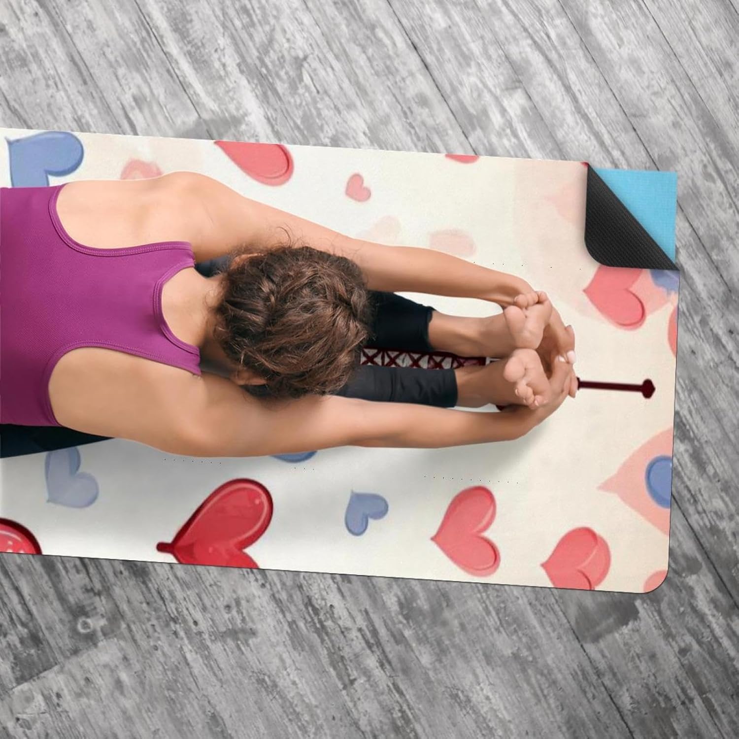 Yoga Towel, Eiffel Tower Valentine's Day Pattern Non Slip Sweat Absorbent Hot Yoga Mat Towel for Hot Yoga, Pilates and Fitness - 72.8" x 26.8"