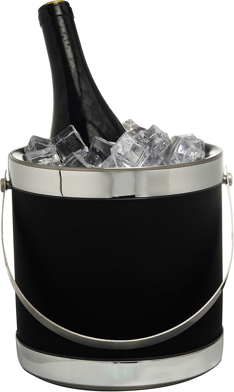 Bеѕt Dеаl Prоduсt Hand Made In USA Black Wrap Double Walled 3-Quart Insulated Ice Bucket With Ice Tongs (Leatherette Collection)