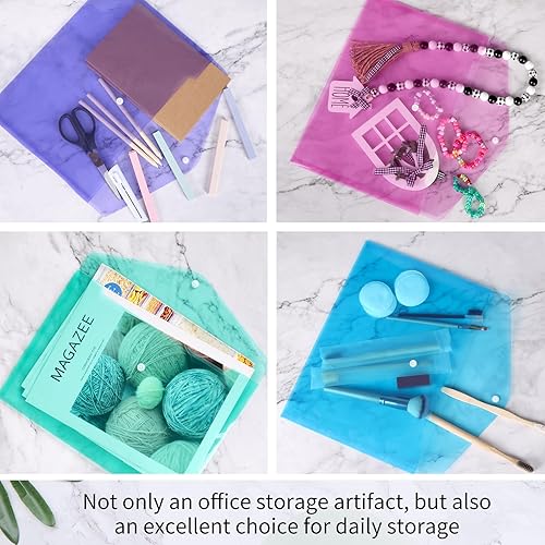 Miniatura 6 de EOOUT Paquete de 48 sobres de plástico de polietileno con cierre a presión, carpetas de archivos de documentos transparentes, tamaño carta A4