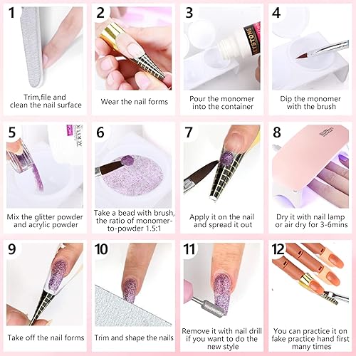 Miniatura 7 de Mano de práctica de uñas para uñas acrílicas, kits de entrenamiento de manos de práctica flexible, manos de uñas postizas móviles para practicar