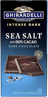 GHIRARDELLI INTENSE DARK Chocolate Bar, Sea Salt 60% Cacao – Premium Dark Chocolate Candy Bar with a Touch of Sea Salt, 3.5 oz Bar