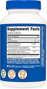 Nutricost Turmeric Curcumin with BioPerine, 2300mg, 120 Capsules, GMO-Free