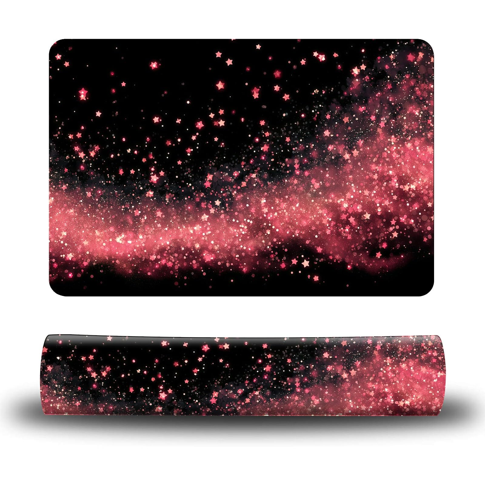 Dikoer Dog Food Mat, 19.6" x 23.6" Absorbent Pet Feeding Mat for Food and Water, Waterproof Diatom Mud Pet Placemat with Non-Slip Rubber Backing, Easy Clean Cat Bowl Mat for Floors - Pink Sparkle