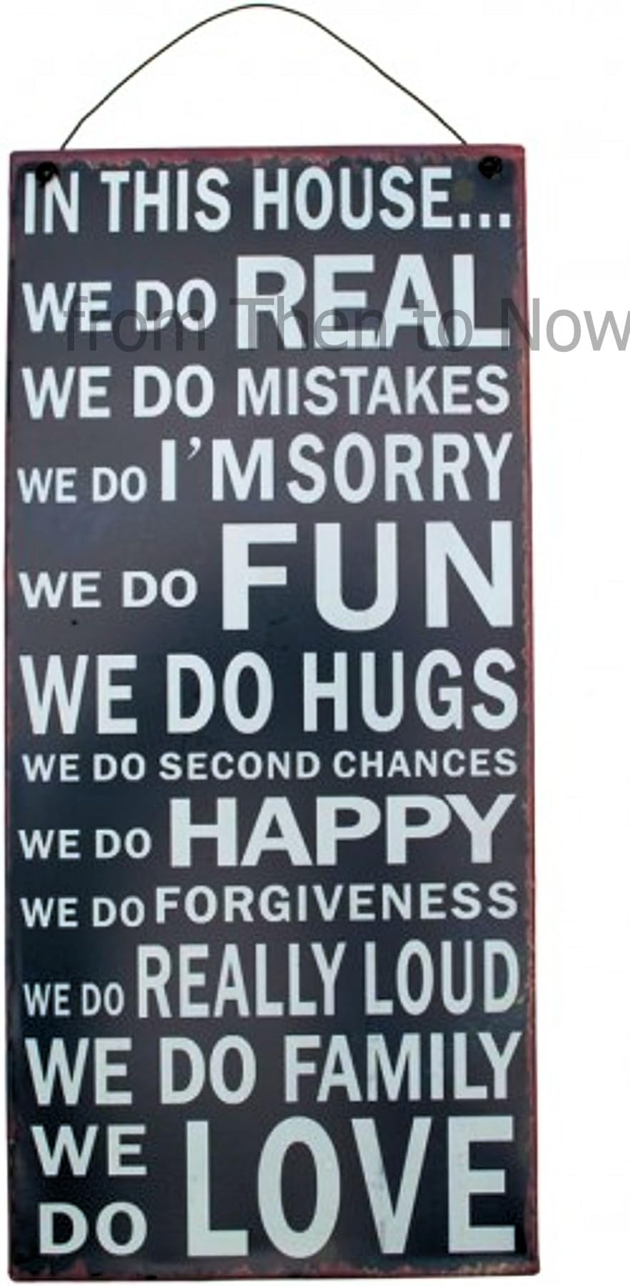 Retro In This House We Do Real Navy & White Metal Wall Sign Love Family Rules by from Then to Now