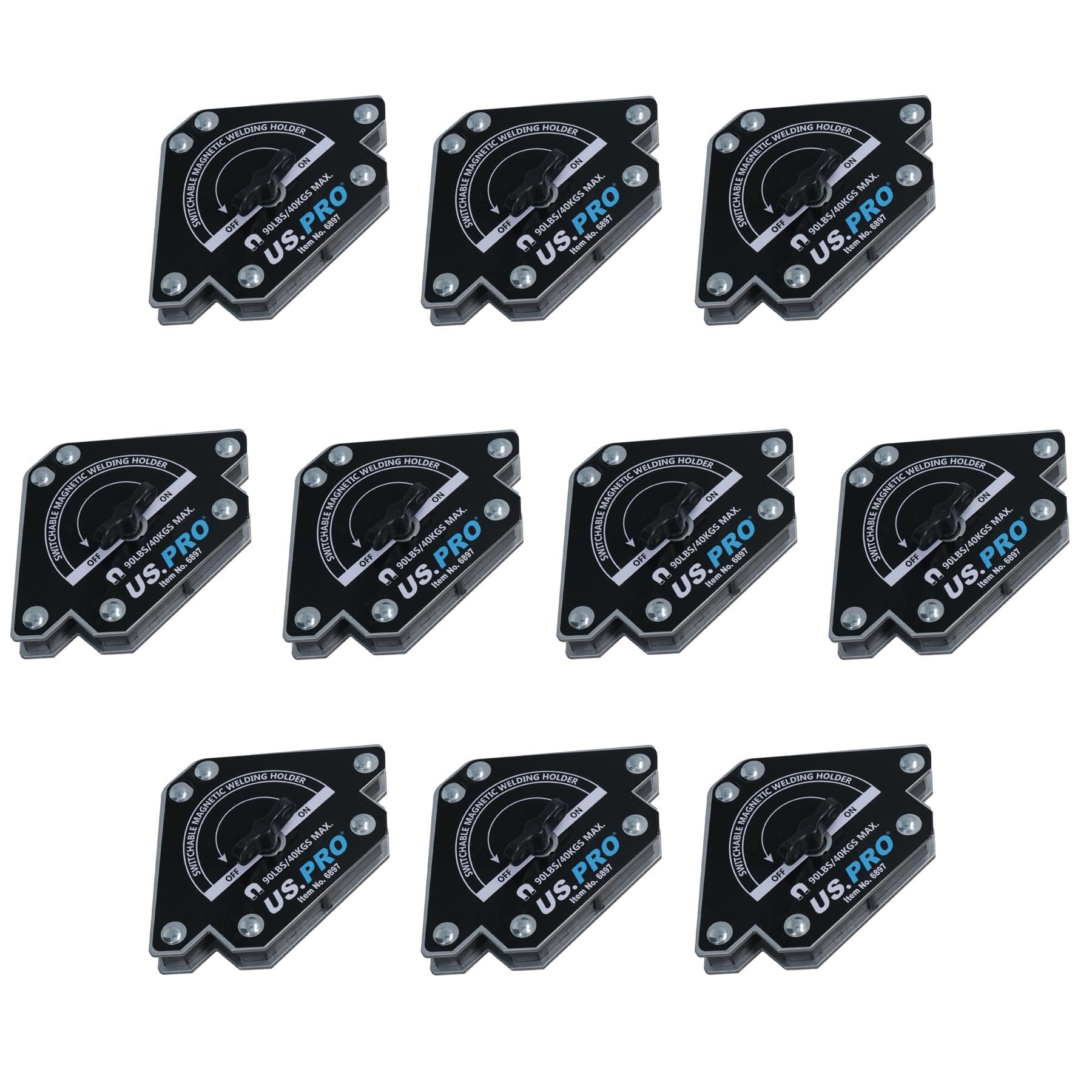 Ab Tools 90Lb Switchable On Off Magnetic Magnet Welding Holder Support 3 Angles 10Pc