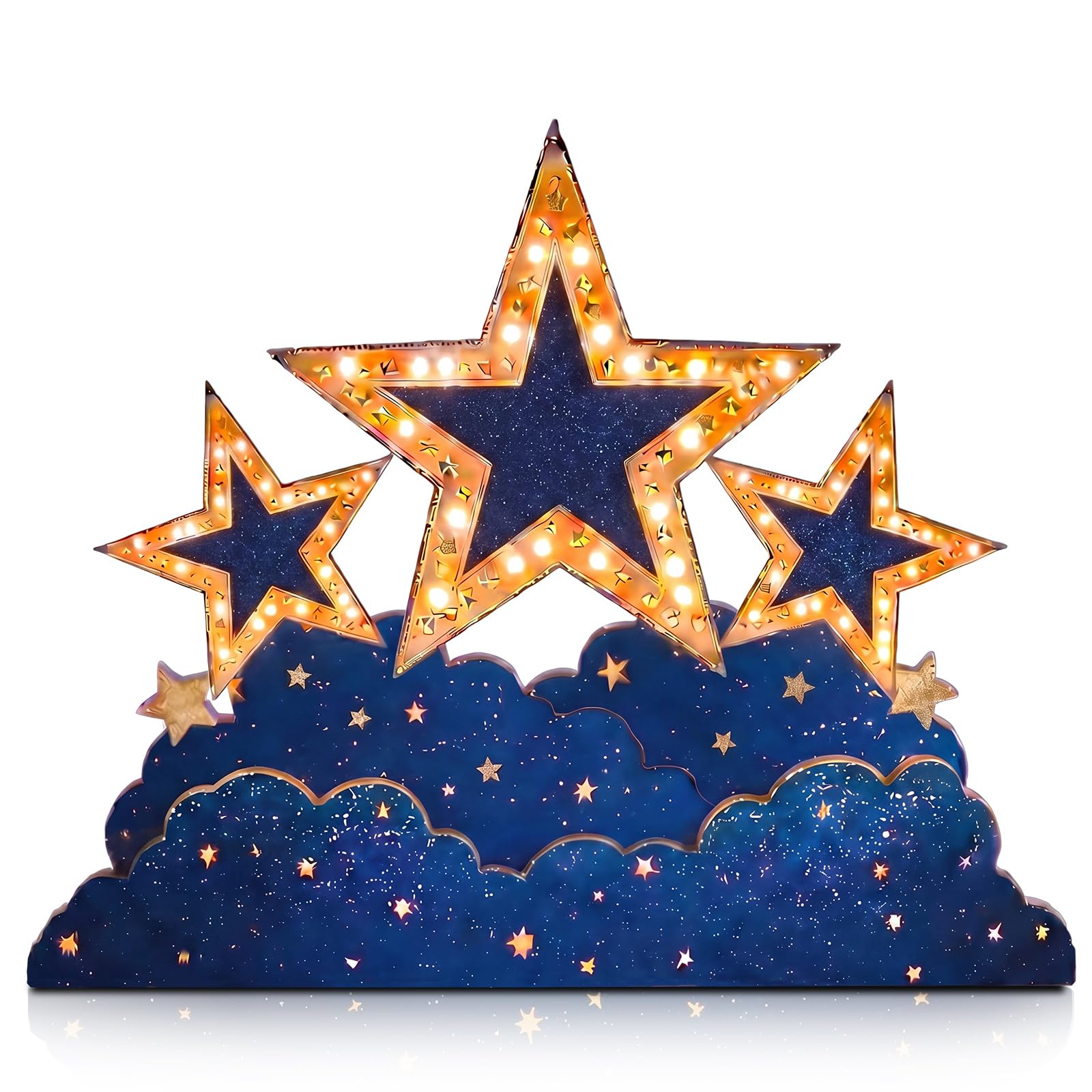 Leinuosen 4 ft Star Cloud Starry Night Party Decorations Gold Under the Stars Cardboard Stand up Cutout Life Size Prom Homecoming Party Photo Prop Stand-up for Movie Night Awards Prom Birthday Parties