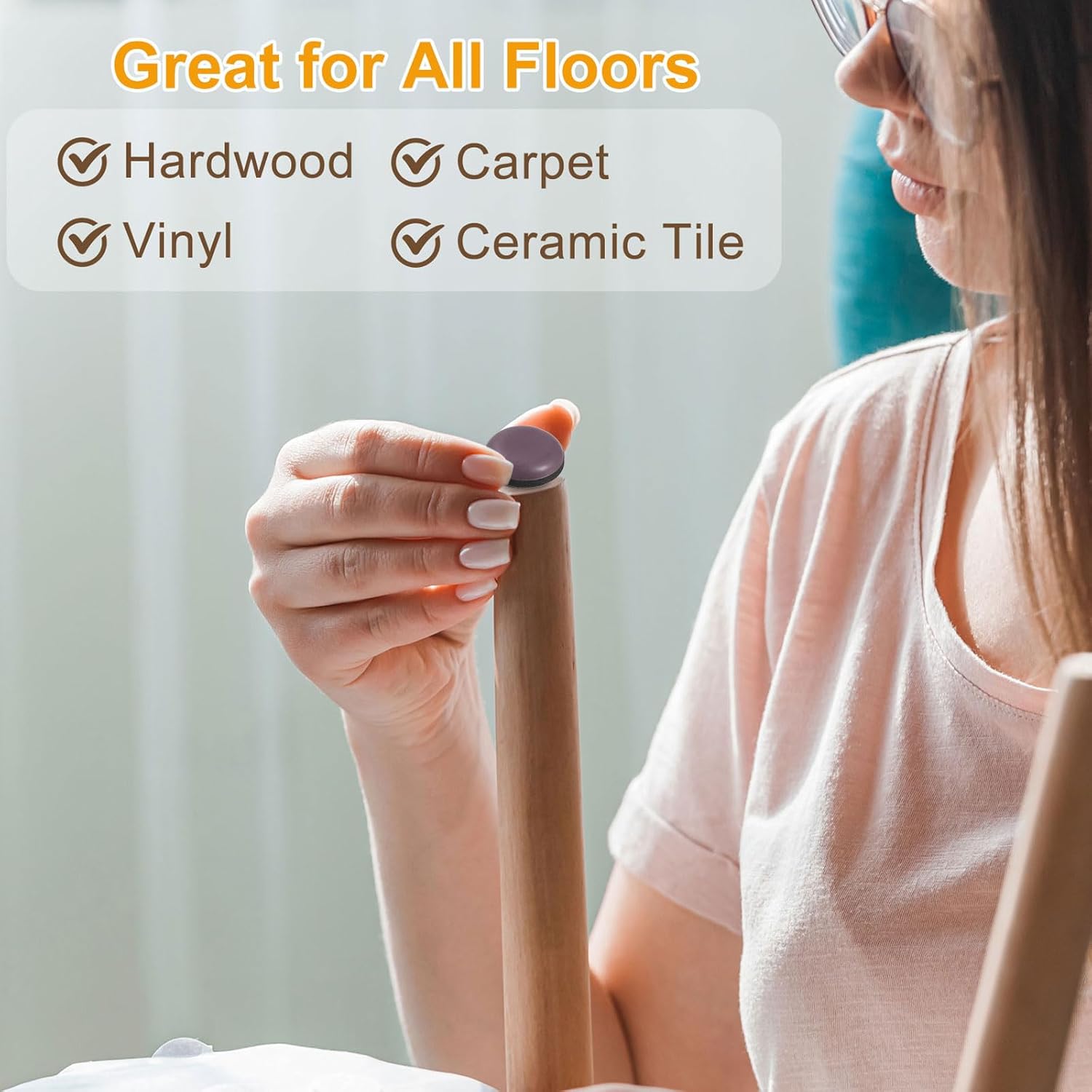 uxcell Furniture Sliders, 12 Pcs 13/16" PTFE Round Self-Adhesive Furniture Sliders, Furniture Pads Floors Protectors Chair Leg Moving Glides for Carpet Hardwood Floors, Brown