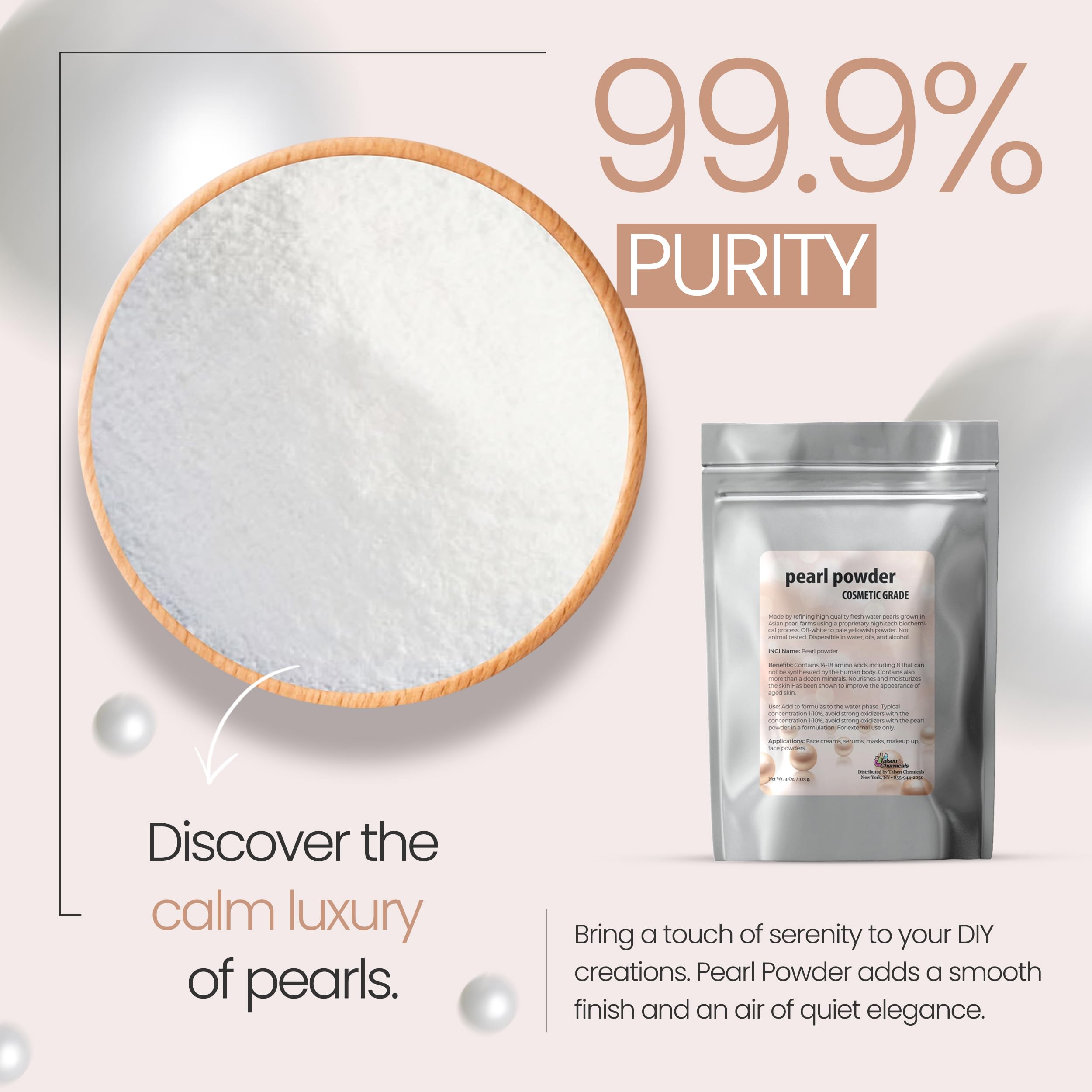 Pure Pearl Powder DIY Cosmetic Grade Pearl Powder For Face, Making Face Mask, Cream And Lotion (0.5 Ounce / 15 gram)