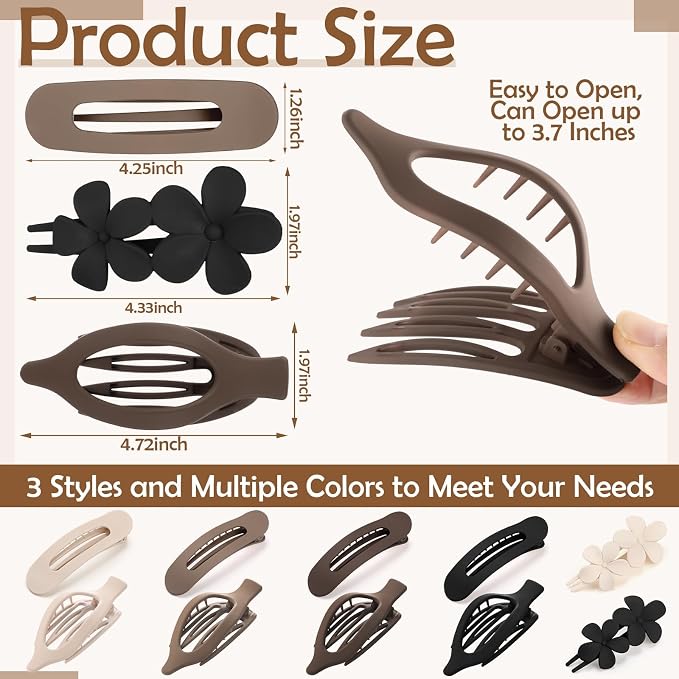 10 pinzas planas francesas para cabello en 3 estilos miniatura 2