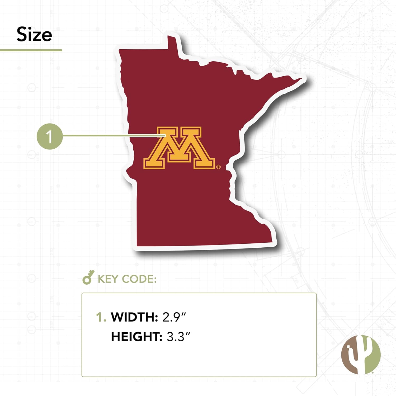 Desert Cactus University of Minnesota Sticker Golden Gophers Vinyl Decal Laptop Water Bottle Car Scrapbook (State Border Sticker) - Image 3