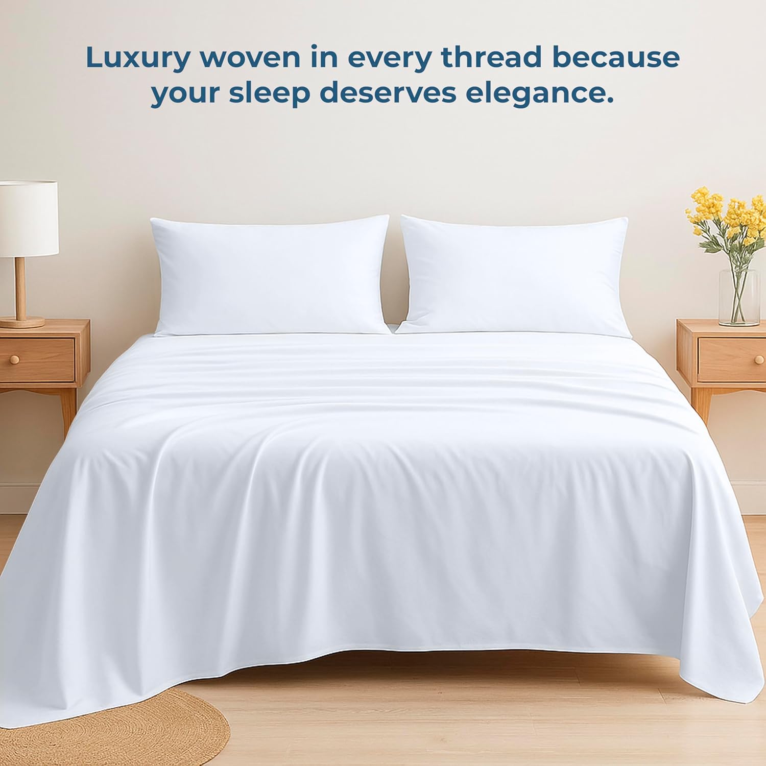 Royale Linens 100% Organic Cotton King Flat Sheet Only - Super Soft - Percale Top Sheets - King Flat Sheet Sold Separately - Breathable, Cool & Crisp White Sheets Only (105" x 102", White) - Image 6