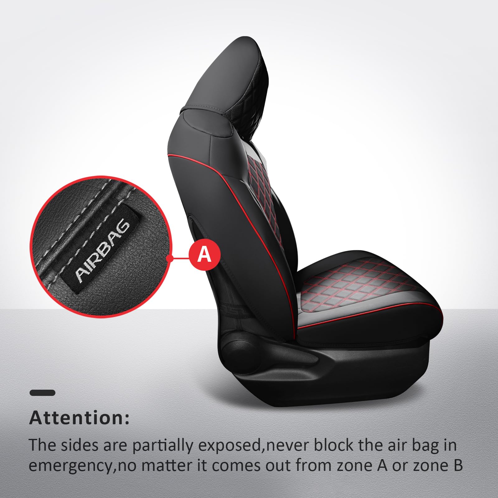 MIROZO Car Seat Covers for Toyota Rav4, Leather Rav4 Seat Covers Compatible with 2019 2020 2021 2022 2023 2024 2025 Toyota RAV4 Hybrid LE XLE Limited Seat Cover Full Set(Black and Red)